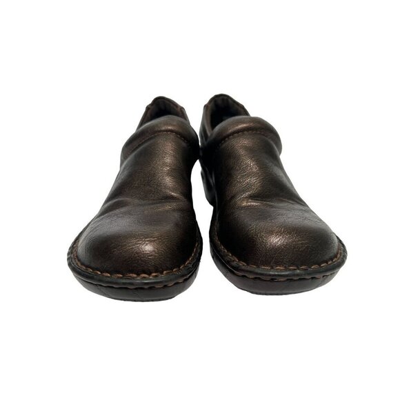 Born BOC Brown Bronze Leather Cushioned Padded Slip-On Clogs Comfort Shoes - Picture 5 of 12